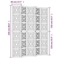 vidaXL 5-tlg. Raumteiler Braun und Schwarz Massivholz Paulownia