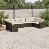 vidaXL 10-tlg. Garten-Sofagarnitur mit Kissen Braun Poly...