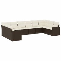 vidaXL 10-tlg. Garten-Sofagarnitur mit Kissen Braun Poly...