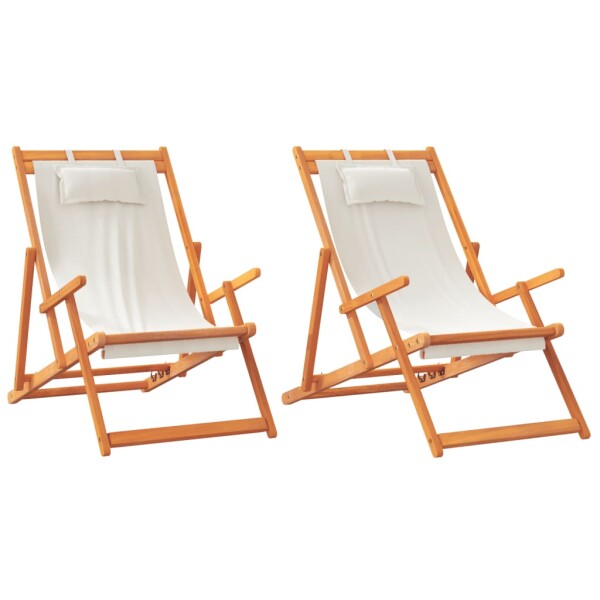 vidaXL Klappbare Strandst&uuml;hle 2 Stk. Creme Stoff