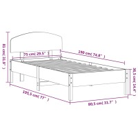 vidaXL Massivholzbett mit Kopfteil Wachsbraun 75x190 cm Kiefer