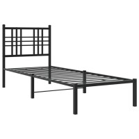 vidaXL Bettgestell mit Kopfteil Metall Schwarz 75x190 cm