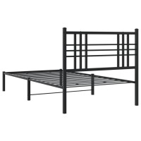 vidaXL Bettgestell mit Kopfteil Metall Schwarz 90x190 cm