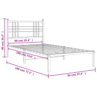 vidaXL Bettgestell mit Kopfteil Metall Schwarz 90x190 cm