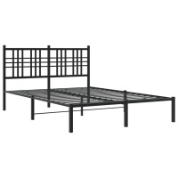 vidaXL Bettgestell mit Kopfteil Metall Schwarz 135x190 cm