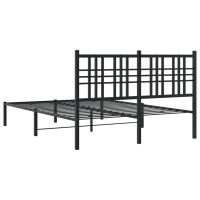 vidaXL Bettgestell mit Kopfteil Metall Schwarz 135x190 cm