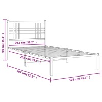 vidaXL Bettgestell mit Kopfteil Metall Wei&szlig; 100x200 cm