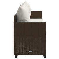 vidaXL Sonnenliege mit Kissen Braun Poly Rattan