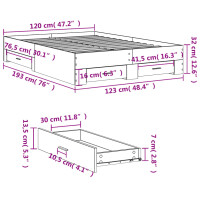 vidaXL Bettgestell mit Schubladen Schwarz 120x190 cm Holzwerkstoff