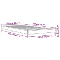 vidaXL Bettgestell Sonoma-Eiche 100x200 cm Holzwerkstoff und Metall