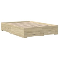 vidaXL Bettgestell mit Schubladen Sonoma-Eiche 135x190cm Holzwerkstoff