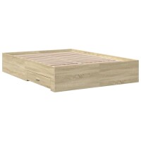 vidaXL Bettgestell mit Schubladen Sonoma-Eiche 135x190cm Holzwerkstoff