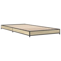 vidaXL Bettgestell Sonoma-Eiche 75x190 cm Holzwerkstoff und Metall