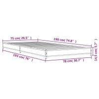 vidaXL Bettgestell Sonoma-Eiche 75x190 cm Holzwerkstoff und Metall