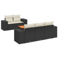 vidaXL 6-tlg. Garten-Sofagarnitur mit Kissen Schwarz Poly Rattan