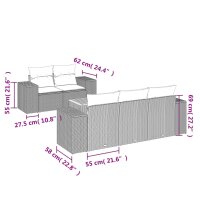 vidaXL 6-tlg. Garten-Sofagarnitur mit Kissen Schwarz Poly Rattan