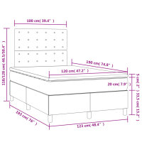 vidaXL Boxspringbett mit Matratze &amp; LED Wei&szlig; 120x190 cm Kunstleder