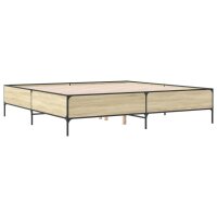 vidaXL Bettgestell Sonoma-Eiche 200x200 cm Holzwerkstoff und Metall