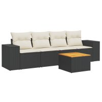 vidaXL 5-tlg. Garten-Sofagarnitur mit Kissen Schwarz Poly...