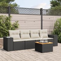 vidaXL 5-tlg. Garten-Sofagarnitur mit Kissen Schwarz Poly...