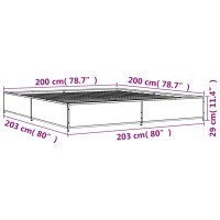 vidaXL Bettgestell Sonoma-Eiche 200x200 cm Holzwerkstoff und Metall