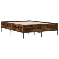 vidaXL Bettgestell R&auml;uchereiche 135x190 cm Holzwerkstoff und Metall