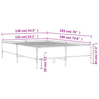 vidaXL Bettgestell R&auml;uchereiche 135x190 cm Holzwerkstoff und Metall