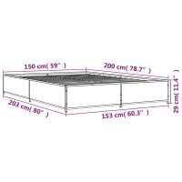 vidaXL Bettgestell Grau Sonoma 150x200 cm Holzwerkstoff und Metall