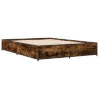 vidaXL Bettgestell R&auml;uchereiche 140x190 cm Holzwerkstoff und Metall