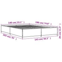 vidaXL Bettgestell R&auml;uchereiche 140x190 cm Holzwerkstoff und Metall