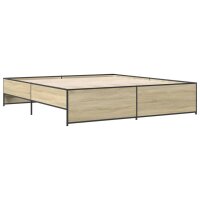 vidaXL Bettgestell Sonoma-Eiche 200x200 cm Holzwerkstoff und Metall