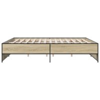 vidaXL Bettgestell Sonoma-Eiche 200x200 cm Holzwerkstoff und Metall