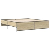 vidaXL Bettgestell Sonoma-Eiche 200x200 cm Holzwerkstoff und Metall