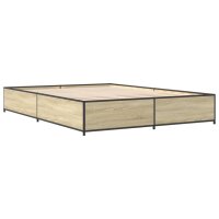 vidaXL Bettgestell Sonoma-Eiche 120x190 cm Holzwerkstoff und Metall