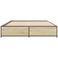 vidaXL Bettgestell Sonoma-Eiche 120x190 cm Holzwerkstoff und Metall