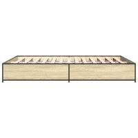 vidaXL Bettgestell Sonoma-Eiche 120x190 cm Holzwerkstoff und Metall