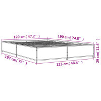 vidaXL Bettgestell Sonoma-Eiche 120x190 cm Holzwerkstoff und Metall