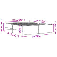 vidaXL Bettgestell Grau Sonoma 160x200 cm Holzwerkstoff und Metall