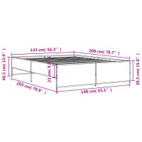 vidaXL Bettgestell R&auml;uchereiche 140x200 cm Holzwerkstoff und Metall