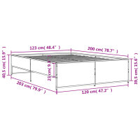 vidaXL Bettgestell Braun Eichen-Optik 120x200 cm Holzwerkstoff Metall