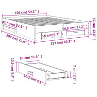 vidaXL Bettgestell mit Schubladen Braun Eichen-Optik 150x200 cm