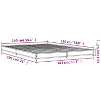 vidaXL Bettgestell R&auml;uchereiche 140x190 cm Holzwerkstoff und Metall