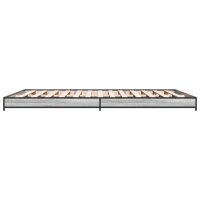 vidaXL Bettgestell Grau Sonoma 135x190 cm Holzwerkstoff und Metall