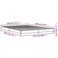 vidaXL Bettgestell Braun Eichen-Optik 120x190 cm Holzwerkstoff Metall