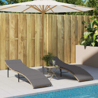 vidaXL Sonnenliege mit Kissen Beige 55x199x50 cm Poly Rattan