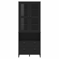 vidaXL Highboard VIKEN Schwarz 80x40x200 cm Massivholz Kiefer