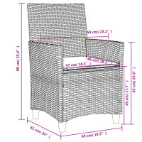 vidaXL Gartenst&uuml;hle mit Kissen 2 Stk. Grau Poly Rattan Massivholz