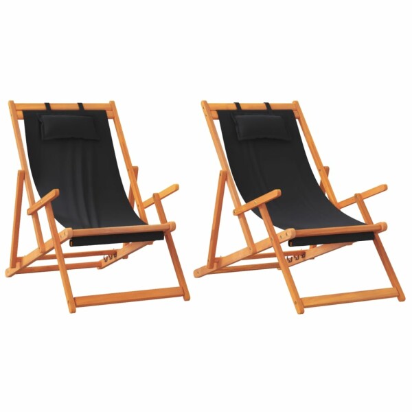 vidaXL Klappbare Strandst&uuml;hle 2 Stk. Schwarz Stoff