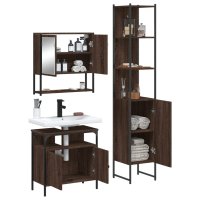 vidaXL 3-tlg. Badmöbel-Set Braun Eichen-Optik Holzwerkstoff