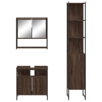 vidaXL 3-tlg. Badmöbel-Set Braun Eichen-Optik Holzwerkstoff